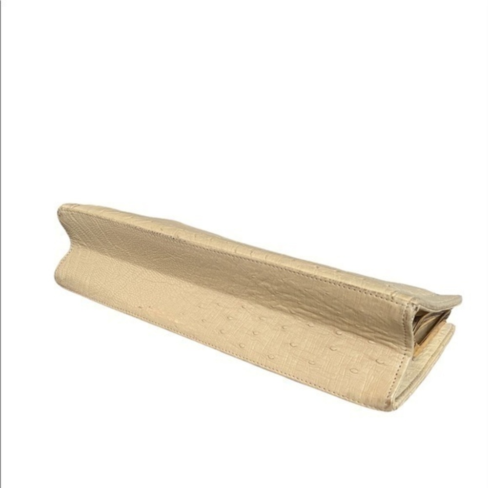 Corbeau 1980’s Vintage Nude Beige Neutral Ostrich Vintage Leather Clutch Bag - Picture 11 of 12